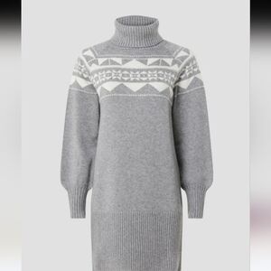 Marissa Webb Size Medium Women's Fair Isle Gray and White Sweater Dress